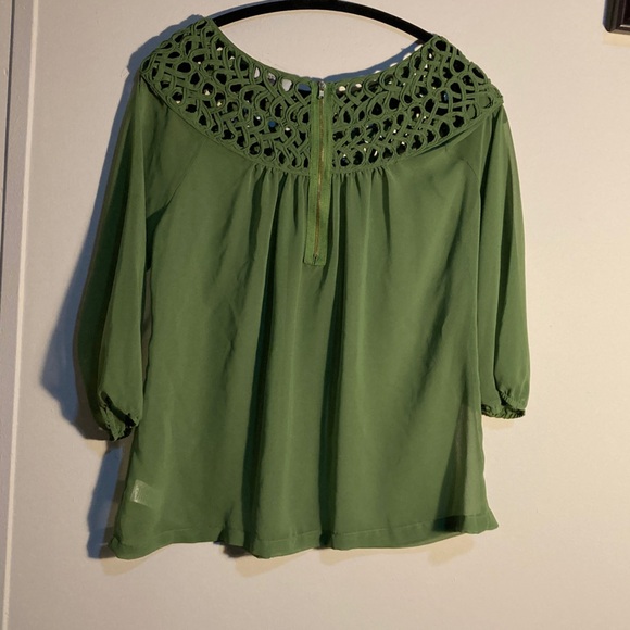 Umgee Green Blouse with Cut-Out Neckline - Picture 6 of 6